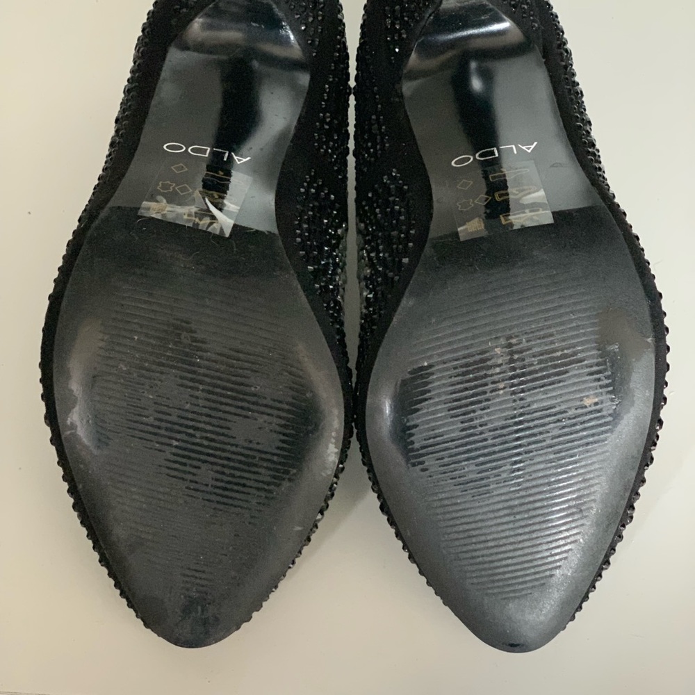 Aldo Genuine Leather black heels with Rhinestones - Picture 3 of 3